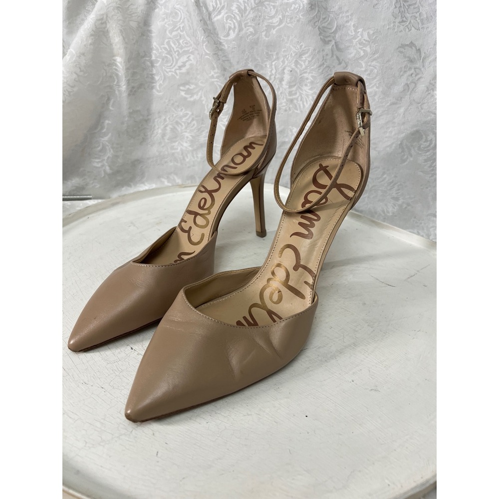 Sam Edelman Harlow Tan Leather Pointed Toe Ankle Strap D'Orsay Pumps Heels 10W